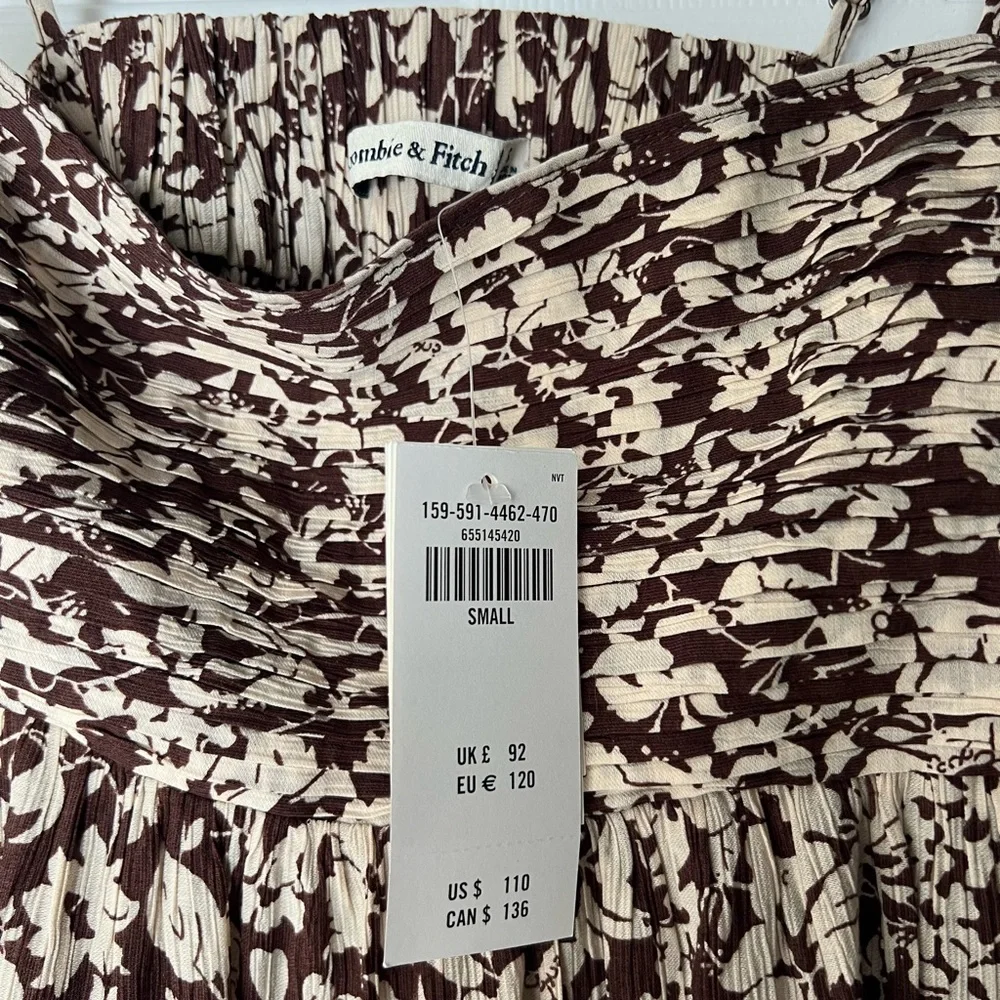 Abercrombie & Fitch Brown and Cream Floral Maxi Dress